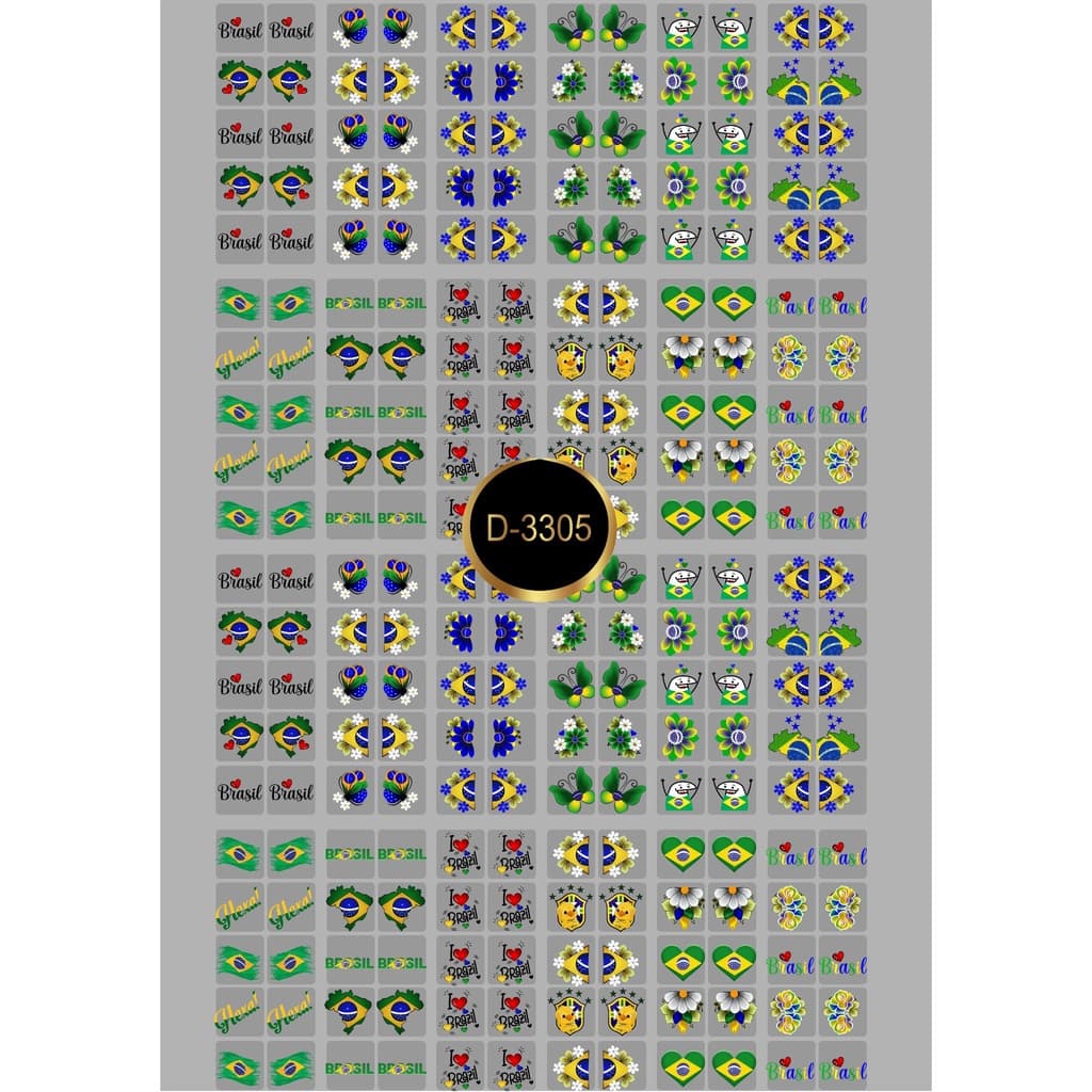 240 Adesivos Películas de Unha 3D Copa do Mundo 2026 Brasil - Cartelão Pré Pronto