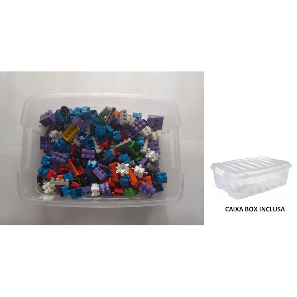 Kit Blocos De Montar 250 Peças com Caixa Box Plástica Brinquedo Infantil Menino e Menina