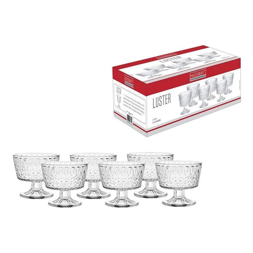 Conjunto de Taças de Vidro para Sobremesa/Sorvete VIDRO GROSSO ALTA QUALIDADE com 6 taças - HAUSKRAFT