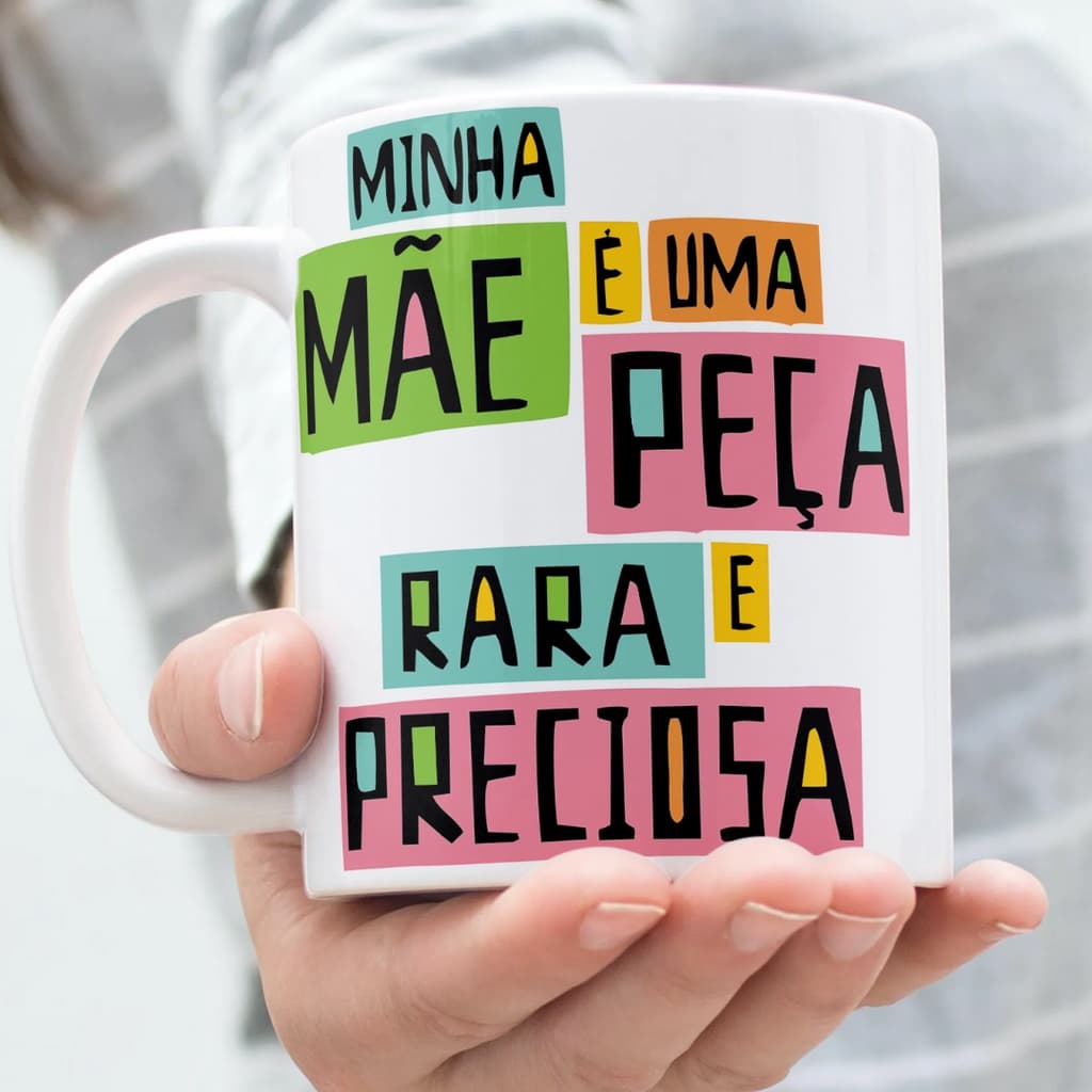 Caneca de Porcelana Minha Mãe é Uma Peça Dia das Mães Personalizada Presente