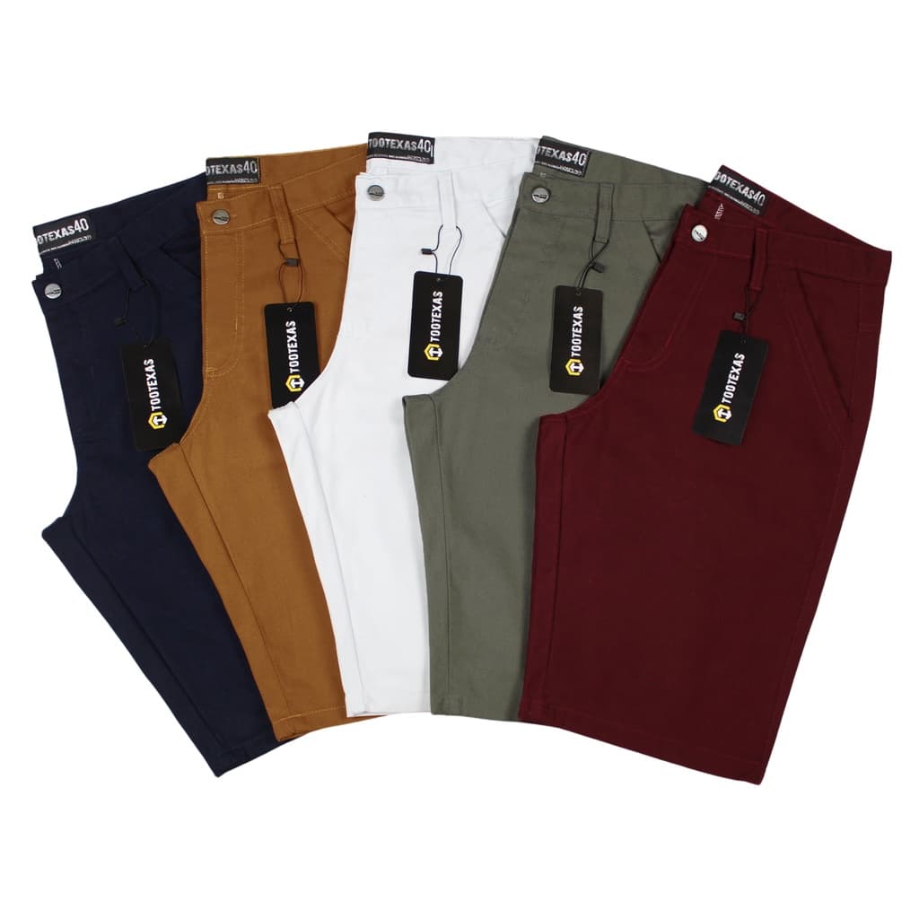 Bermuda Masculina Short Em Sarja Brim Colorida