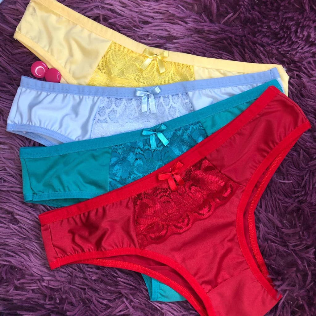 Kit Com 5 calcinha Luara em Renda e Micofibra Confortavel Dia a Dia