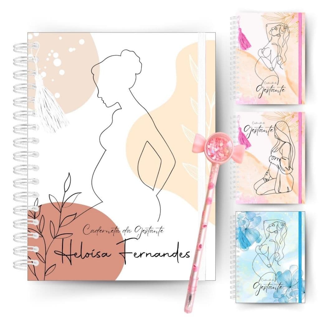 Caderneta da Gestante Personalizada com Lista Enxoval do Bebê Completa e Pré-Natal- Diário Gestação