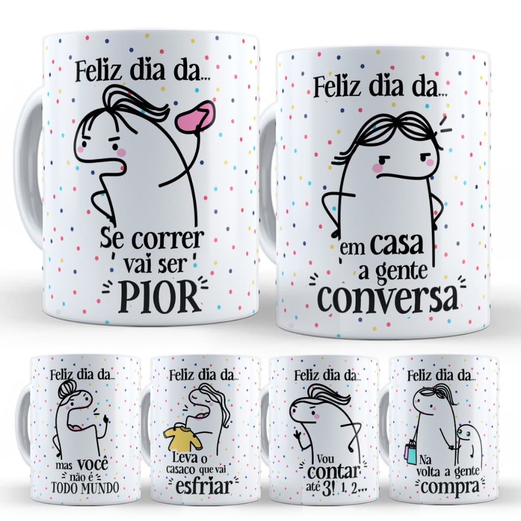 Caneca Dia das Mães Mae Personalizada Flork Même Frases de Mãe Engraçada Divertida Presente Maes