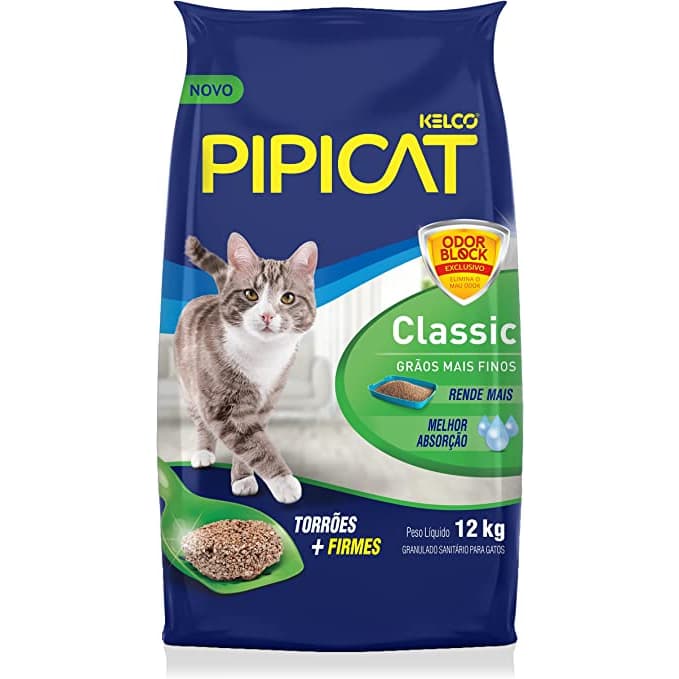 Areia Higiênica Pipicat Classic Grãos Mais Finos 12 kg