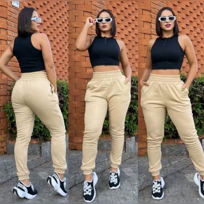 Calça Jogger Feminina Moletom Grosso\inverno\fanelado\quantinho