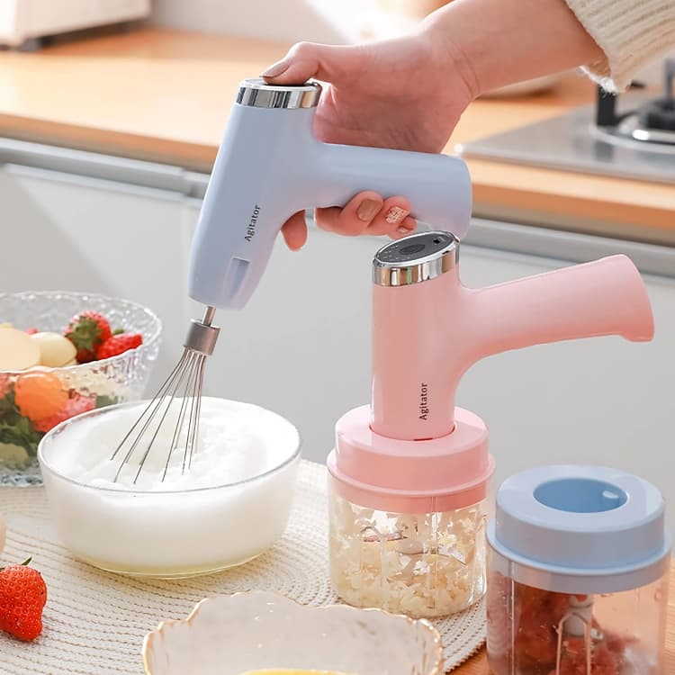 Triturador de Alimentos Mixer Elétrico 5 Velocidades Mini Processador Batedeira Recarregável USB Mini Batedeira