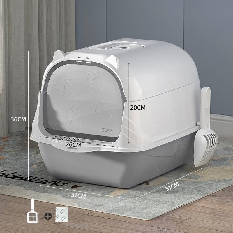 MIW Kit Caixa de Areia Banheira Furba para Gatos Encantadora Alta Gigante com Comedouro e Pá higiênica
