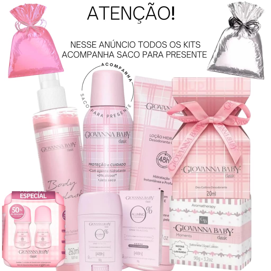 Kit Giovanna Baby  Body Splash Classic Loção Hidratante Classic Sabonete Classic Desodorante Roll-On