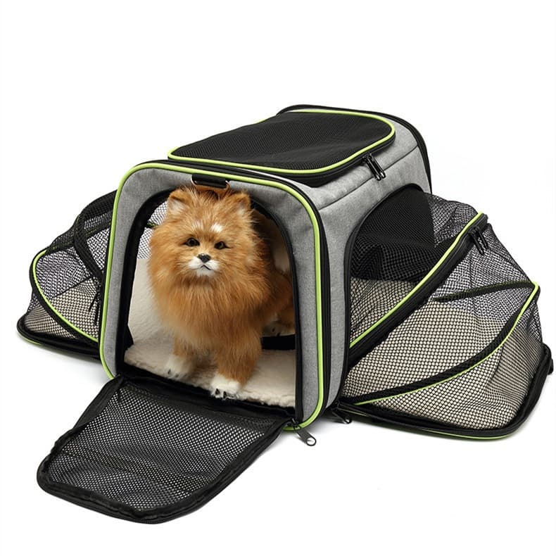 Bolsa Pet Expansível Transporte Viagem Avião Cabine Cachorros e Gatos Cinza