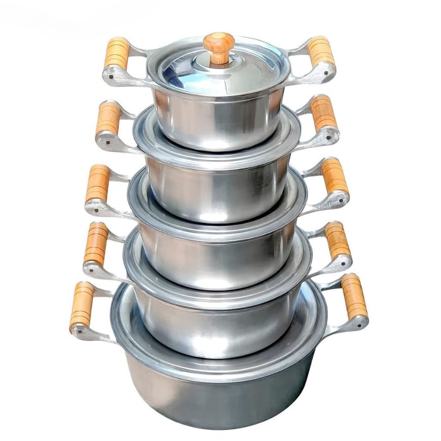 jogo de Panelas polido em alumínio batido grosso Fundido premium conjunto