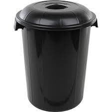 Lixeira Com  Tampa Preta Cesto Balde De Lixo Grande