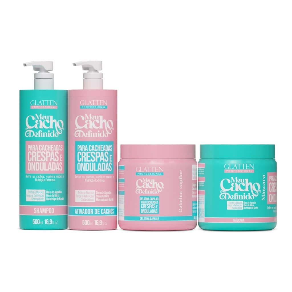 Kit de Nutrição Para Cabelos Cacheados - Meu Cacho Definido GLATTEN