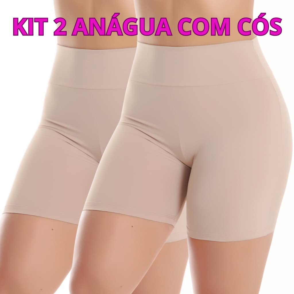 KIT 2 Short Cós Alta Qualidade Segunda Pele Bermuda Anágua Liso Feminina