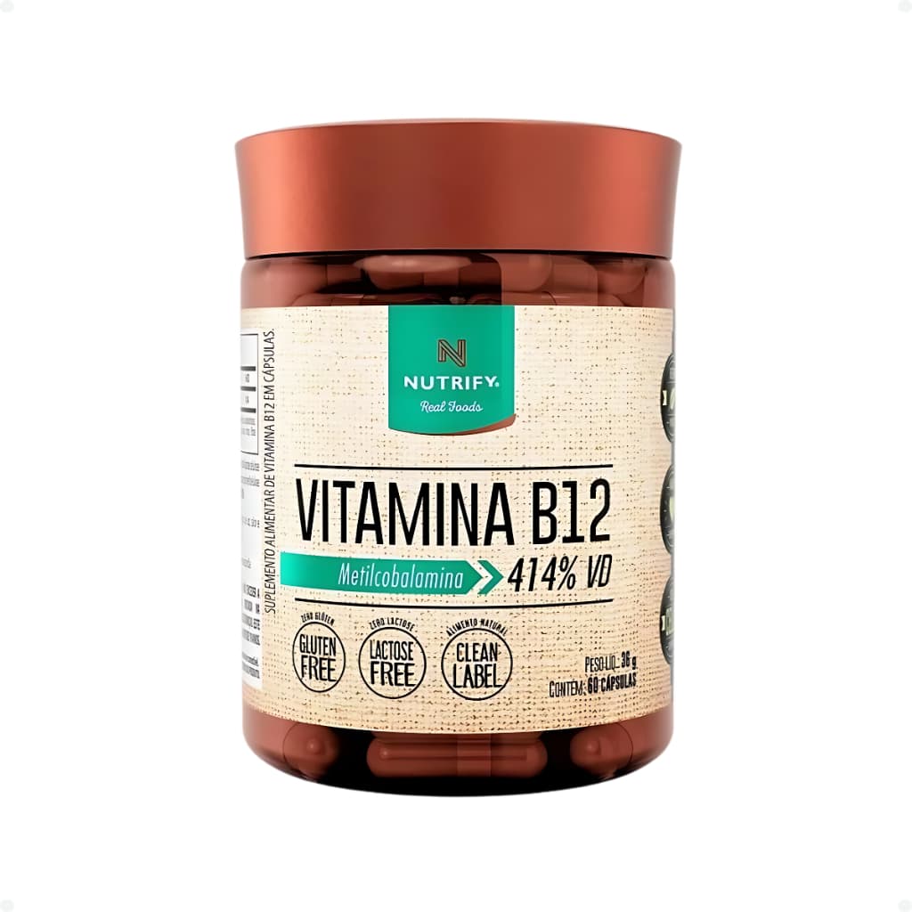 Vitamina B12 Metilcobalamina 414% 60caps Nutrify Original Vegana Zero Açúcar Glúten