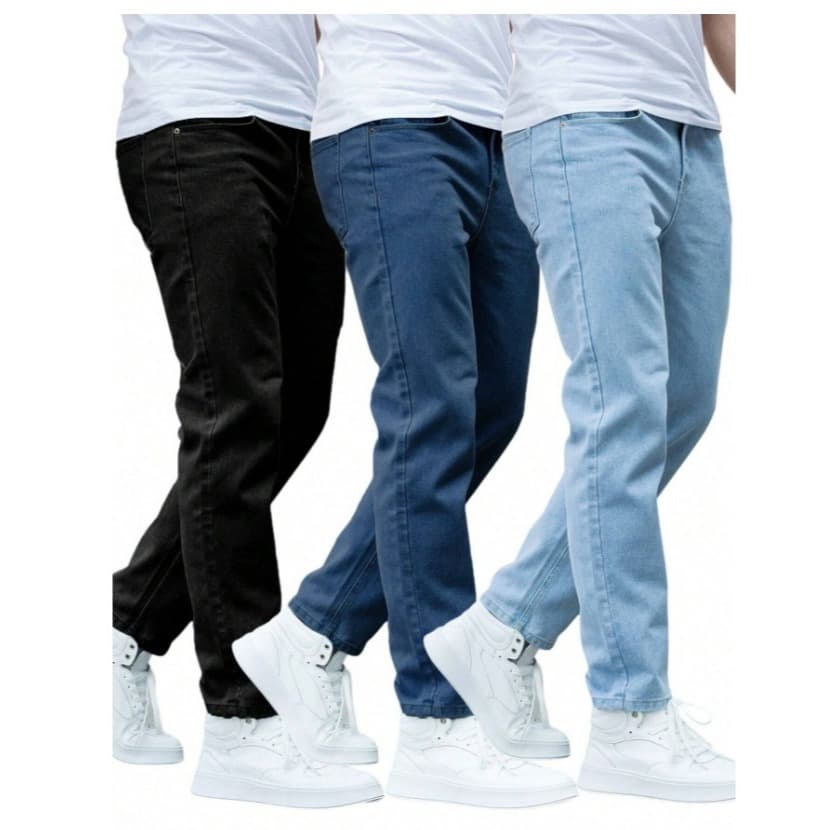 Kit Calças Jeans Masculina Premium Skinny Corte tradicional Basico com Lycra Lavagem Clara Escura ou Preta