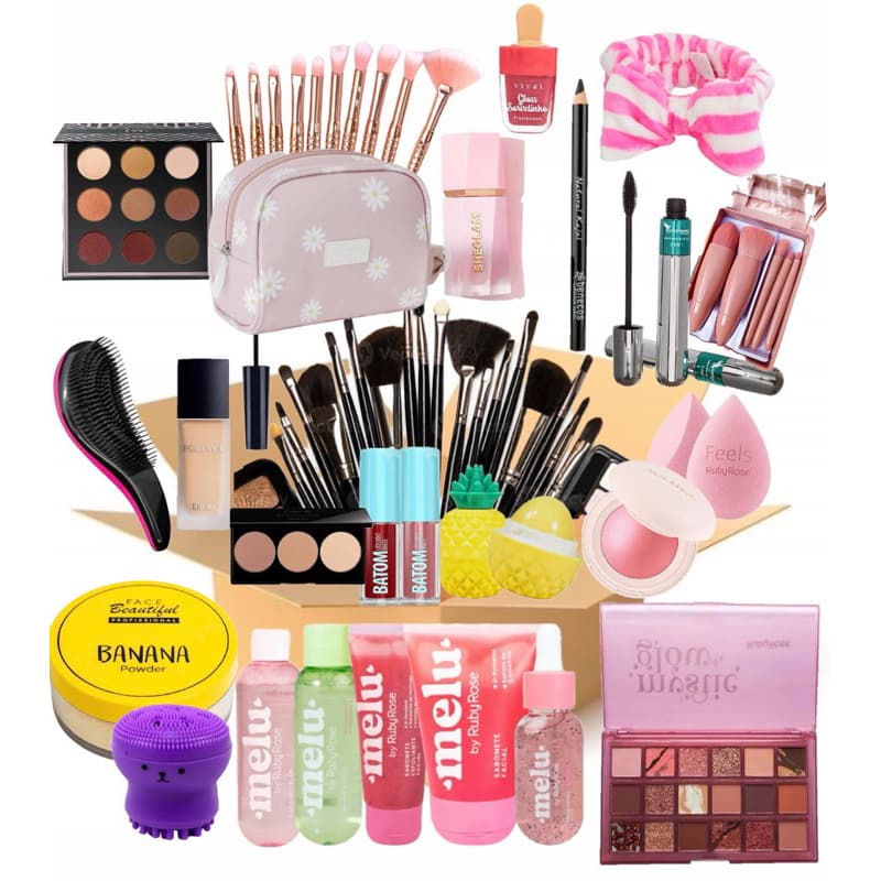 Kit Completo Maquiagem Melhores Marcas Com Gloss e Base