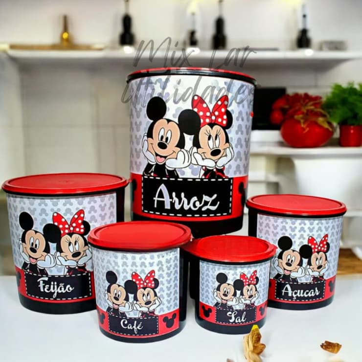 Kit de potes mantimentos 5 peças plástico porta mantimentos para cozinha