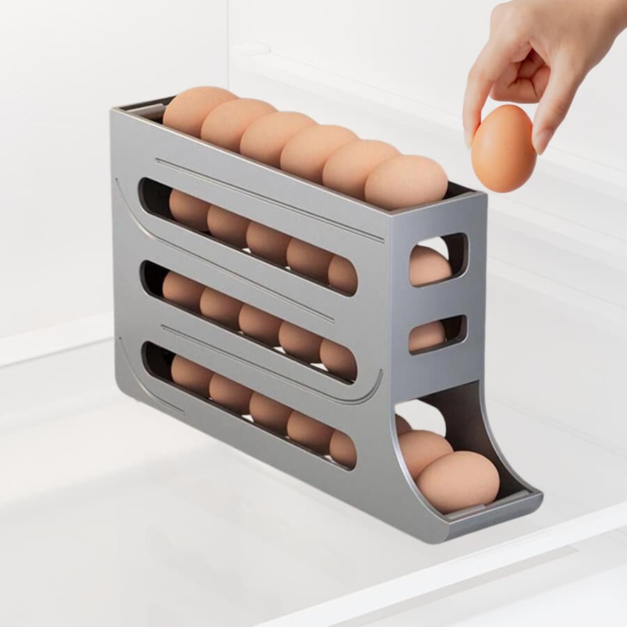 1/2 Peça Porta Ovos Deslizante Organizador Para Geladeira De 4 Camadas Automática Rolantes