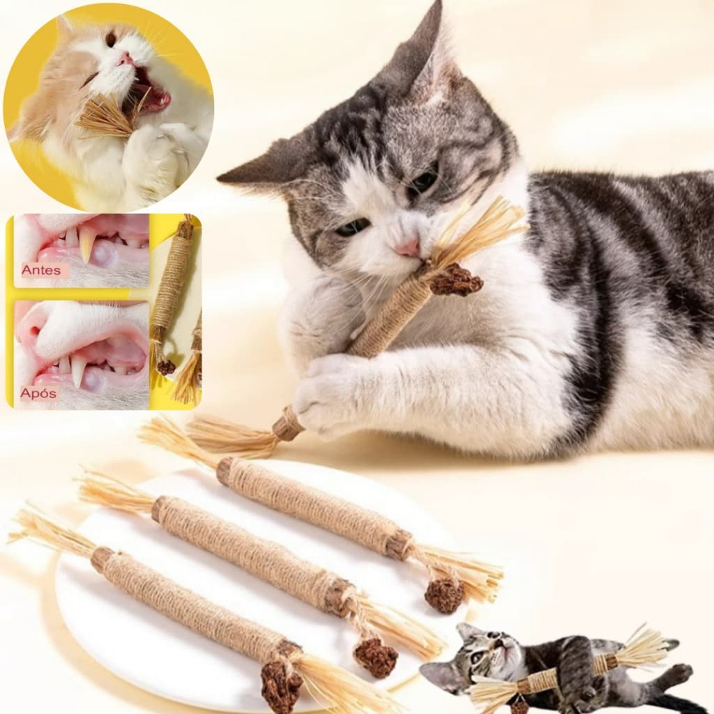 Bastão Dentição Madeira Celestial Do Gato Brinquedo Mordedor Limpar Dente Gatos Anti Estresse Divertido Pet Natural