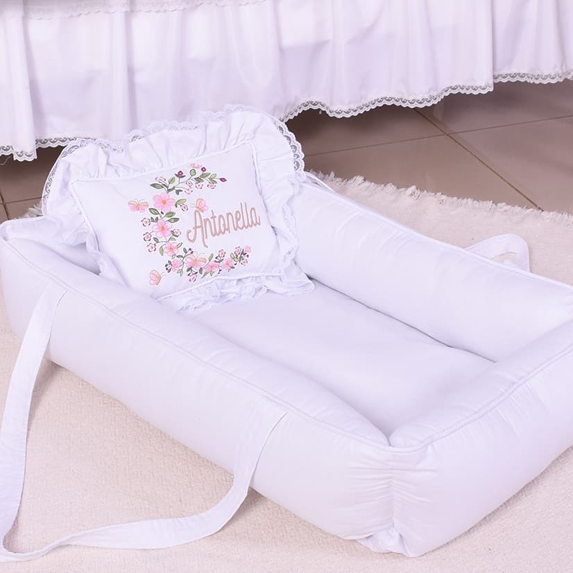 Ninho Redutor de Berço Personalizado Menina Branco - 02 Peças