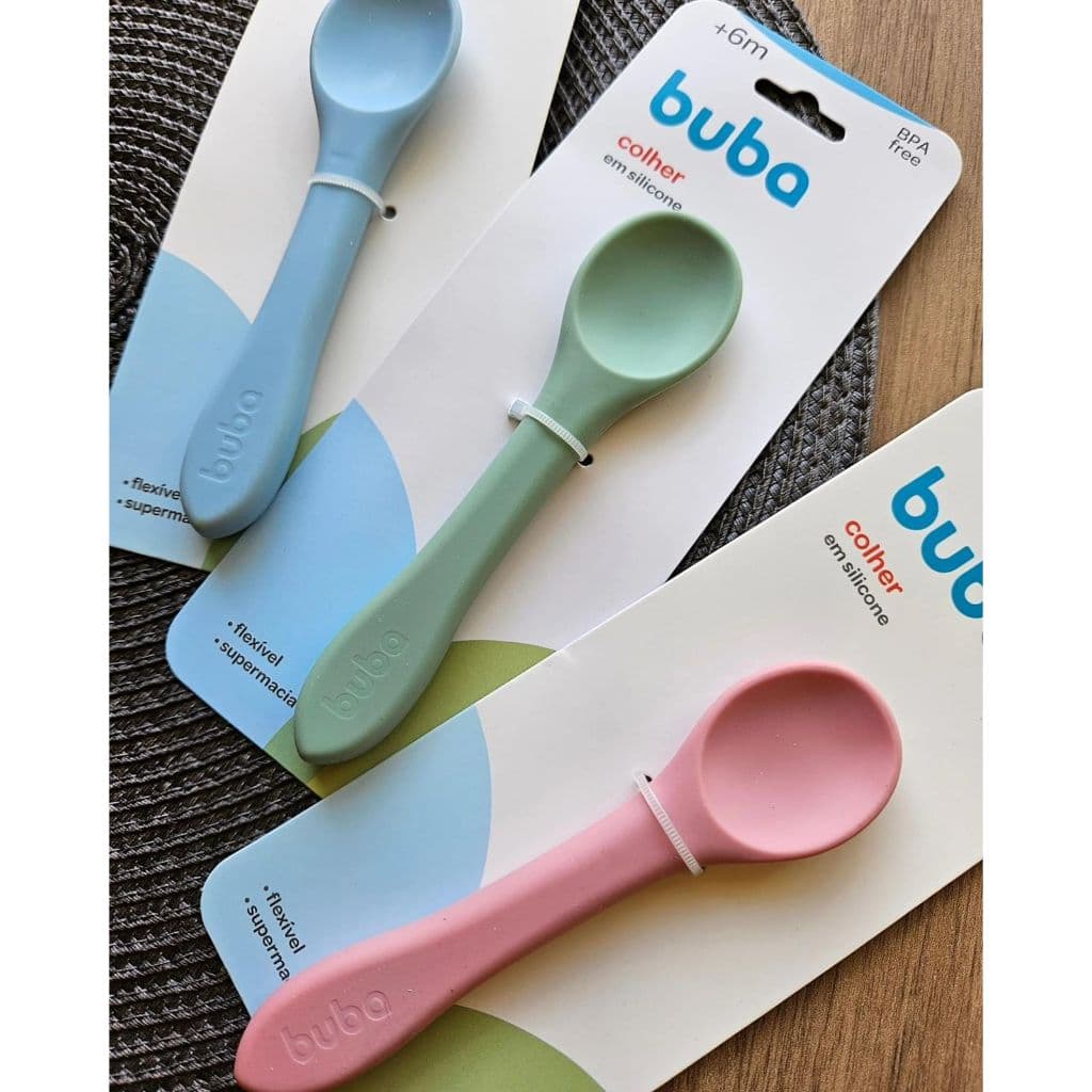 Colher De Silicone Buba Mácia Flexivel Bebê