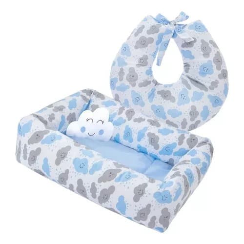 Combo Kit Ninho Bercinho com Almofada Decorativa e Almofada Amamentação para Bebe