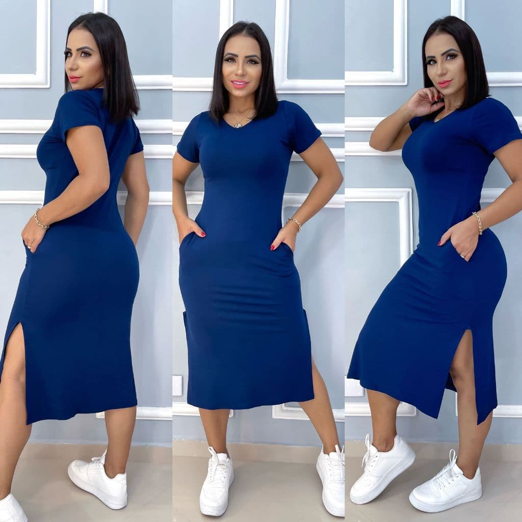 vestido MIDI com bolso, tamanho único, tecido Romântic, veste do 40 ao 44