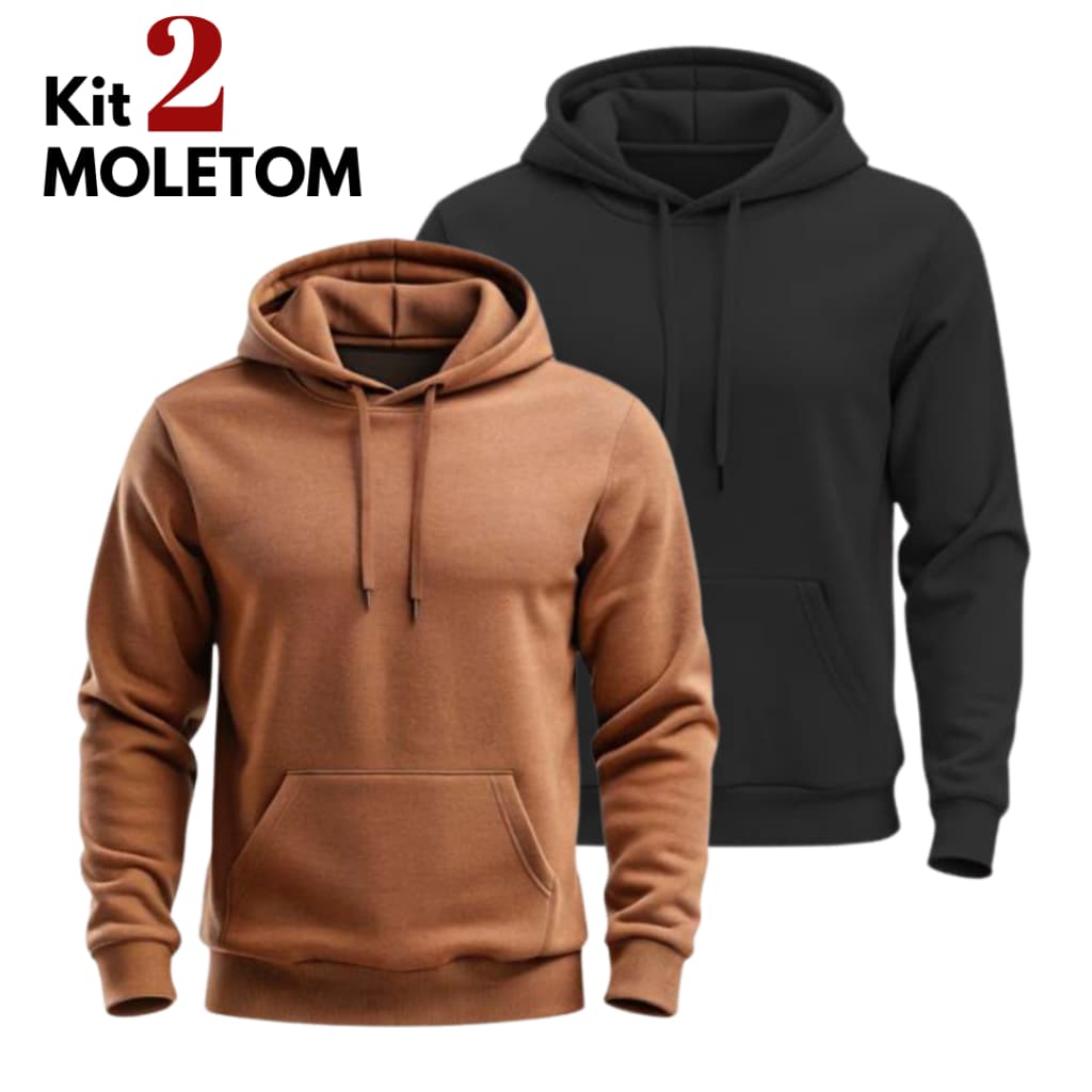 Kit Moletom Canguru Liso Flanelado Masculino Feminino Lançamento Blusa de Frio Conforto e Qualidade