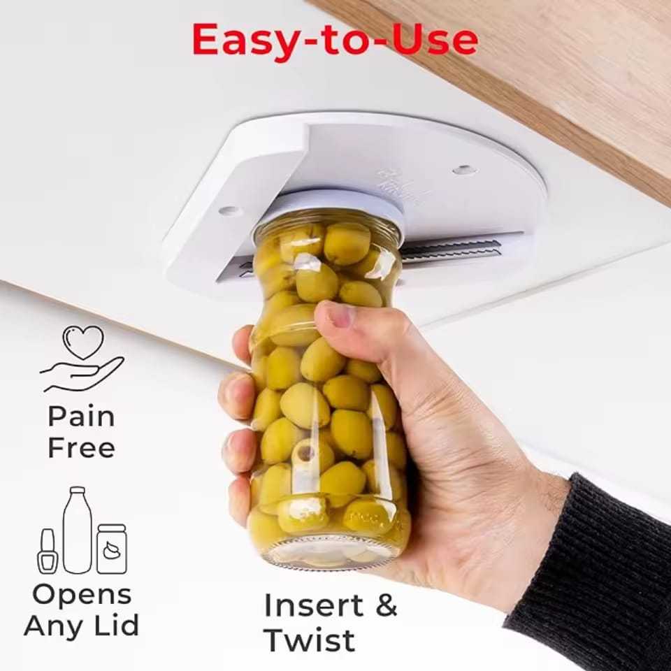 Abridor De Latas e Garrafas Segura e Leve Com Ventosa Para Armário, Abridor Inferior, Simples E Portátil