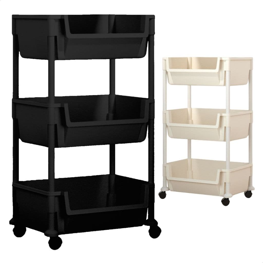 Carrinho Multiuso Organizador Auxiliar com Ganchos Rodinhas 3 Andares Cozinha Banheiro Lavanderia