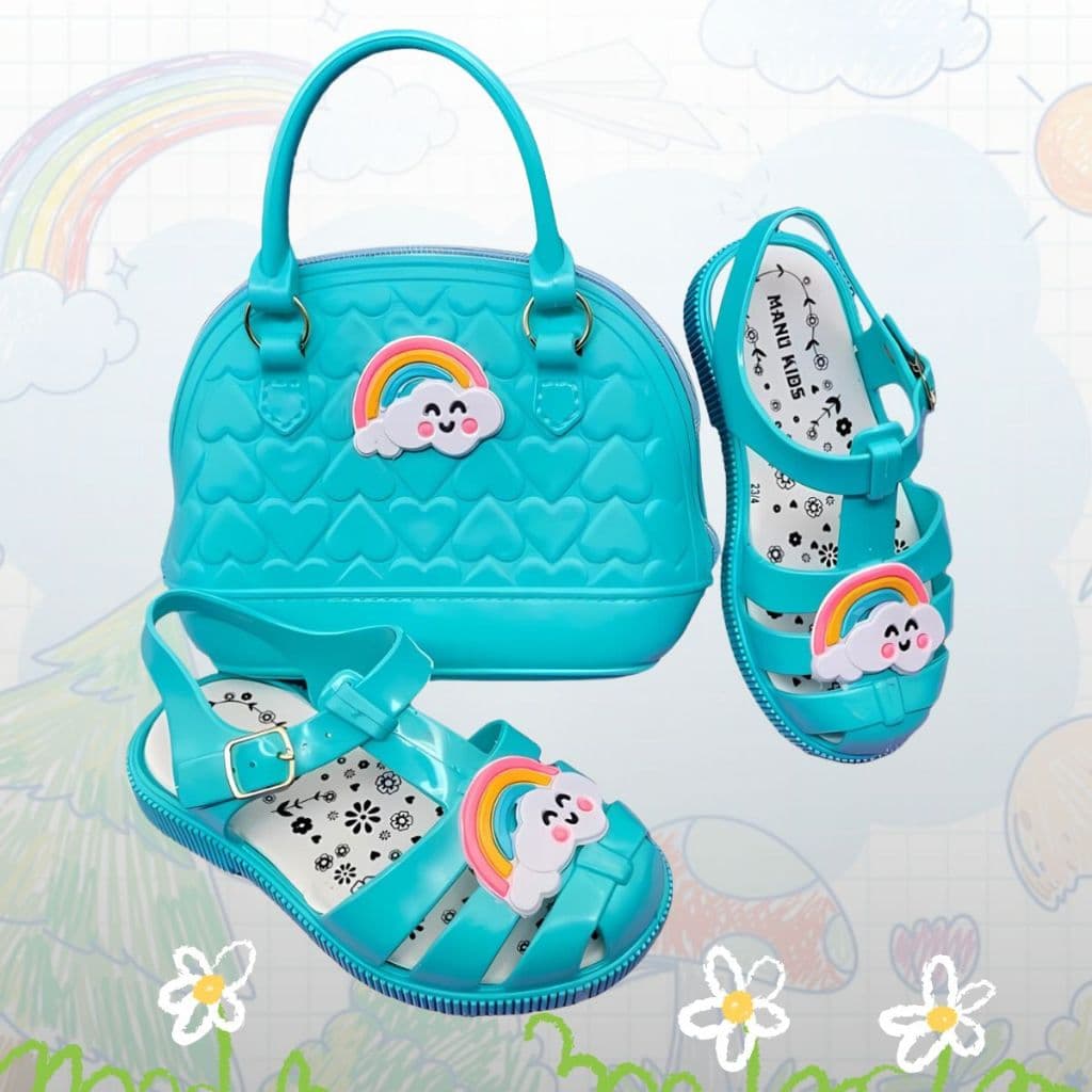 Kit Sandália e Bolsa: Sandália Infantil + Bolsa Feminina – Estilo de Blogueirinha com Conforto!