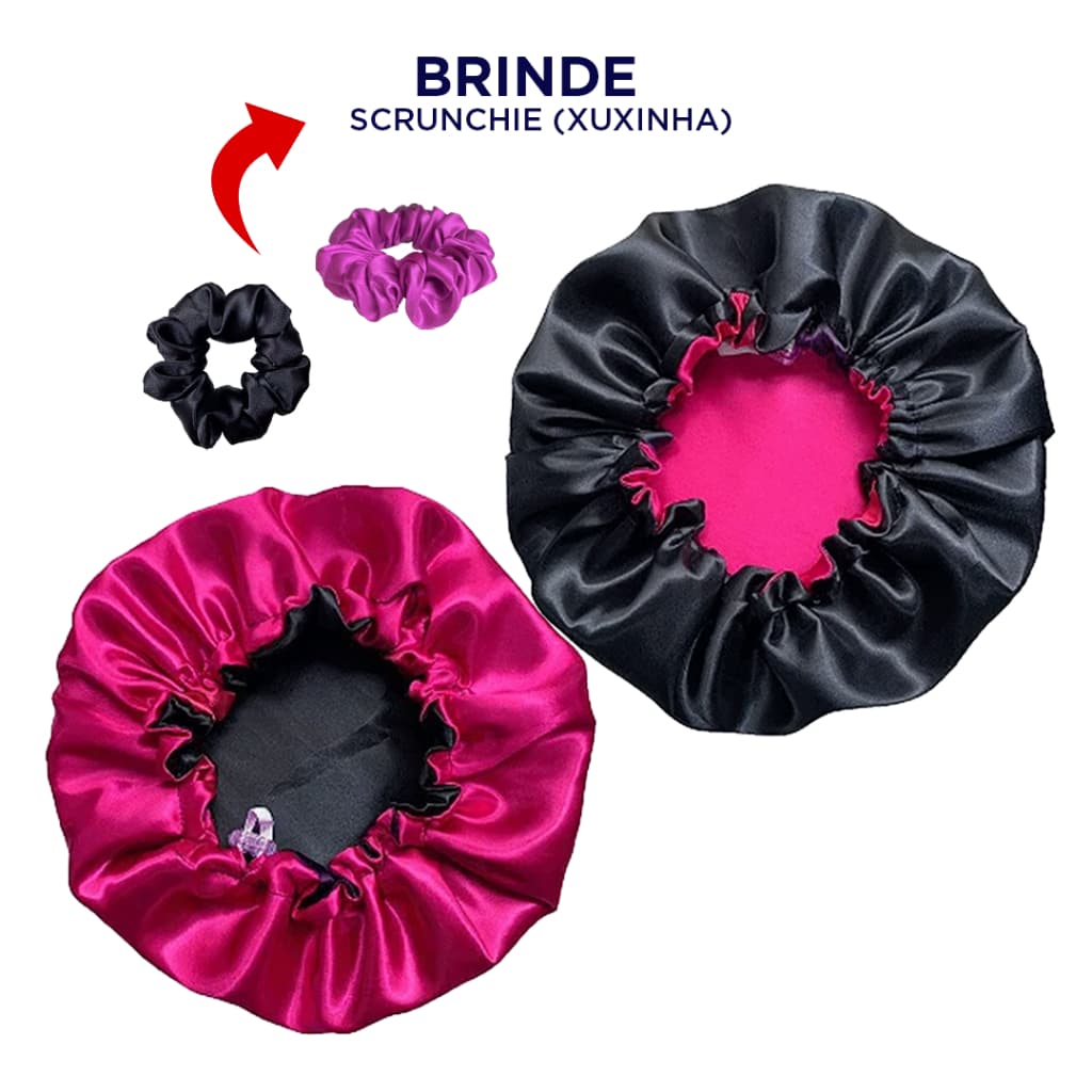 Touca Toca de Cetim Luxo Dupla Face Cabelo Dormir Antifrizz + Xuxinha