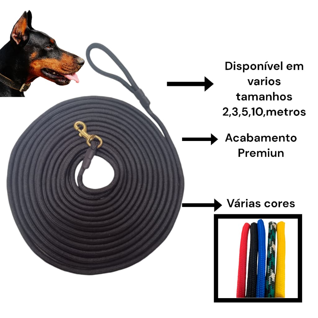 Coleira Guia Para cachorro com mais liberdade e mosquetão ultra reforçado