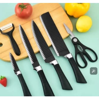 KIT Facas Com 6/7 Peças Utensílios Faqueiro Colorido Com Tábua Profissional