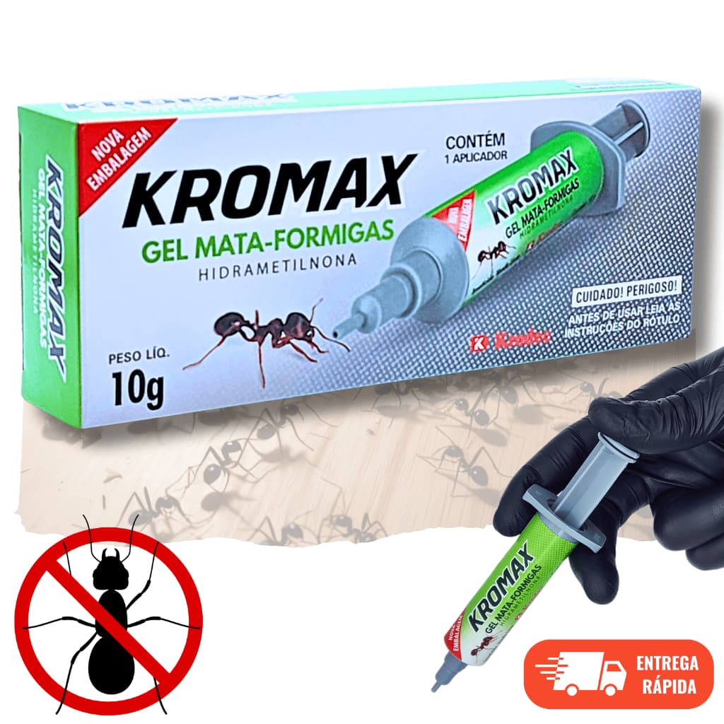 Mata Formiga Caseiras Kromax Gel 10G Repelente Isca Atrativa Krodec Elimina Formigueiro