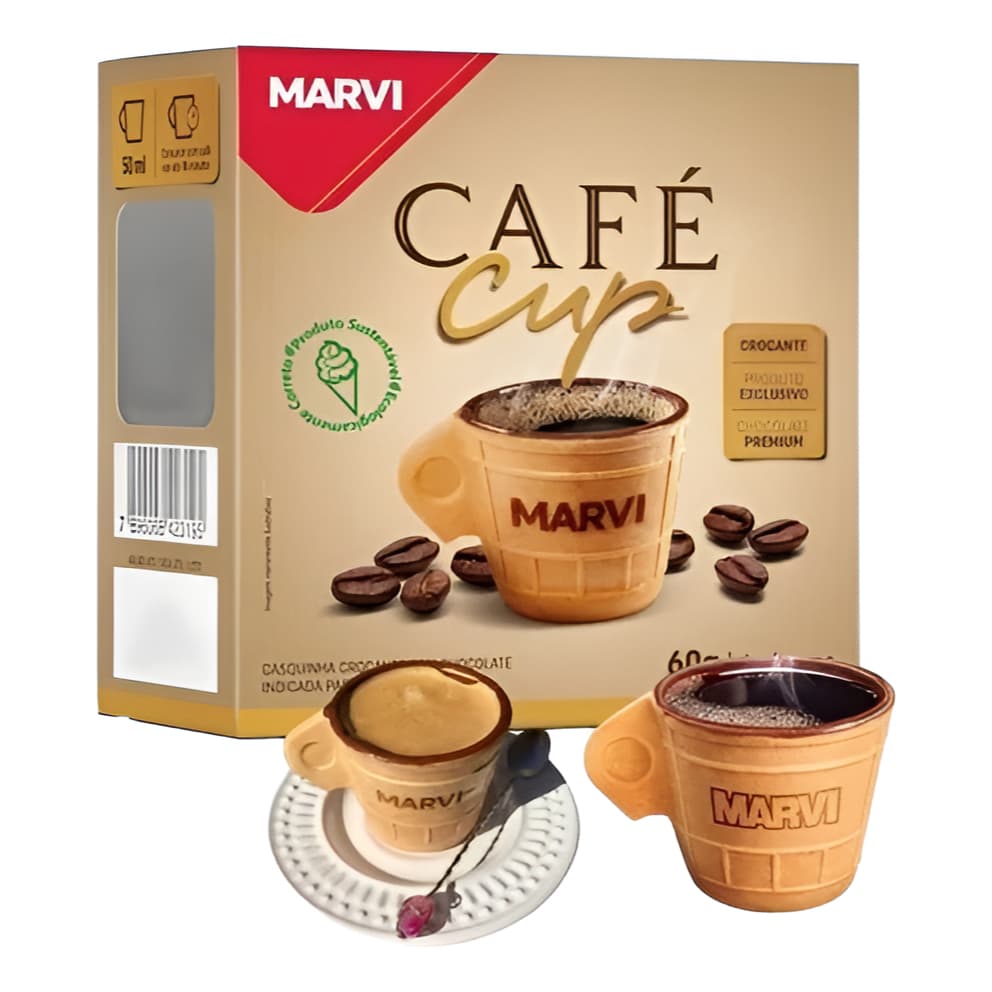 Xicara Casquinha Café Cup com Chocolate Marvi Comestível