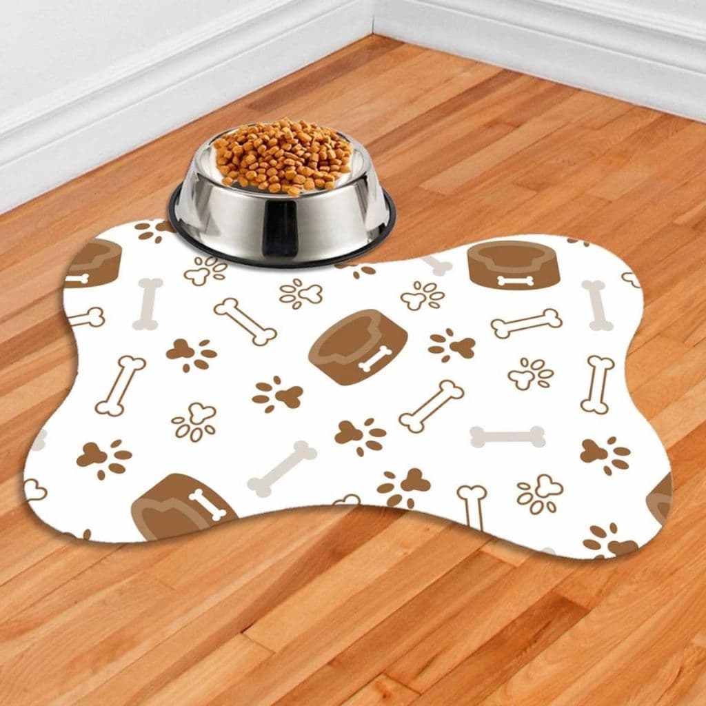 Tapete Pet Antiderrapante Emborrachado Macio Cao Gato Cachorro Bebedouro Comedouro Pote Comida Bege
