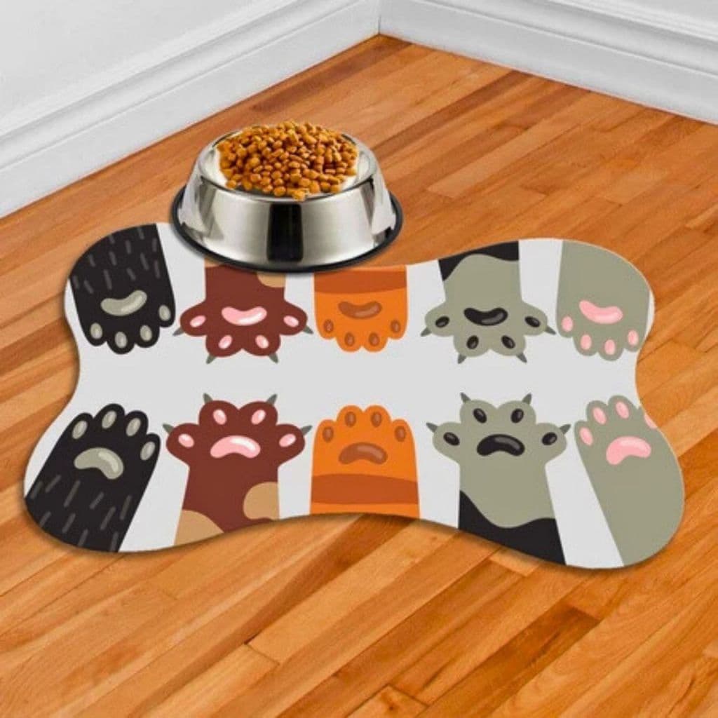 Tapete Pet Antiderrapante Emborrachado Macio Bebedouro Comedouro Cao Cachorro Gato Lavavel Patinhas