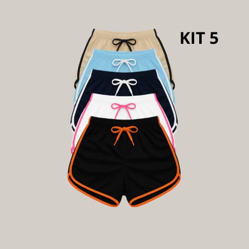 Kit  5 Shorts Feminino Soltinho