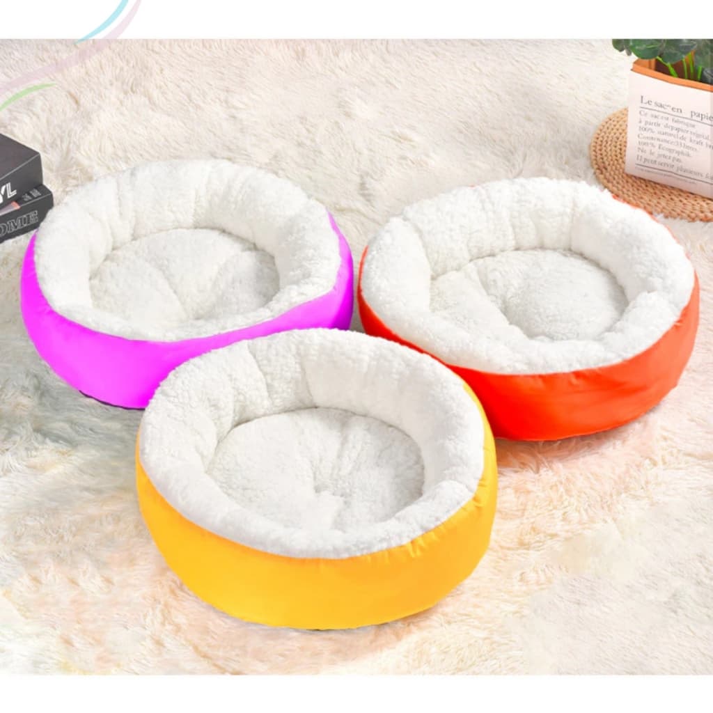 Caminha Redonda Pets Sherpa para Cães e Gatos Macia 50x50 cm Quente Confortável Cama Pet Inverno