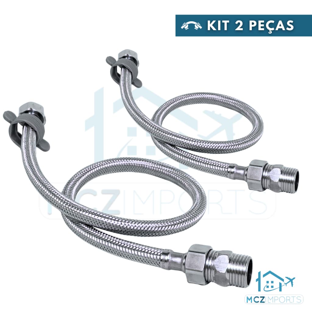 Engate Mangueira Flexível Trançado Aço Inox 40 e 60cm Quente Fria
