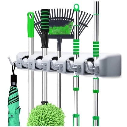 Suporte Organizador Multiuso 4 Lugares 2 Ganchos Porta Vassoura Rodo