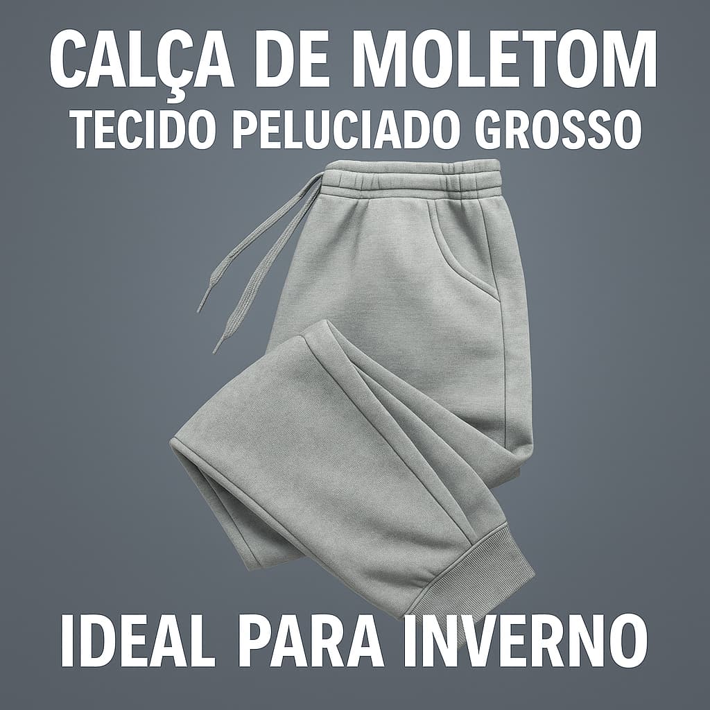 Calça De Moletom Unissex Tecido Peluciado Grosso Ideal Para Inverno Mais Barata