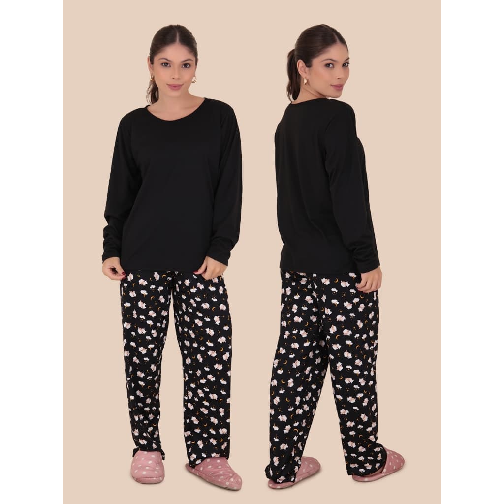 Pijama Feminino Sonho Manga Longa Suede Felpado Outono Inverno