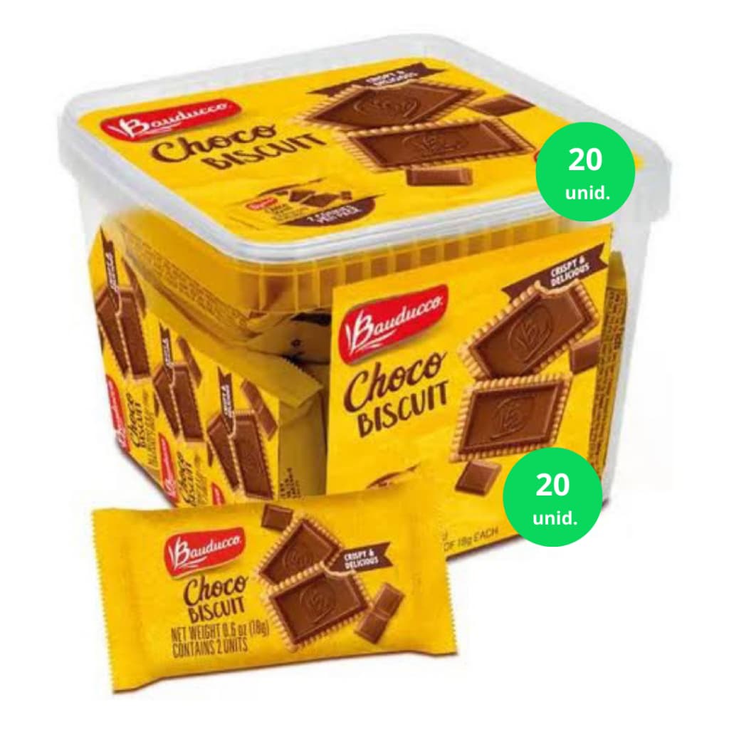 Bauducco choco biscuit To-go pote 360g 20 unidades 18g cada