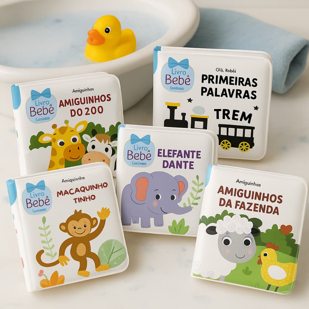 Kit 2 Livro Infantil de Banho para Bebês Diversão e Aprendizado Durante o Banho