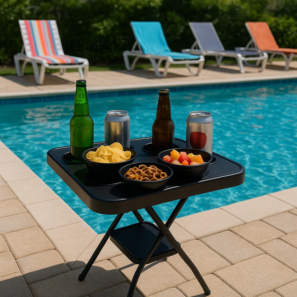 Mesinha Dobrável Portátil Petisqueira Piscina Pescaria Camping Praia