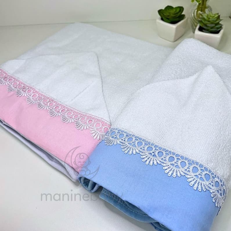 Toalha de Banho para Bebe com Capuz Dupla Camada Forrada com Fralda Algodão Menino Menina