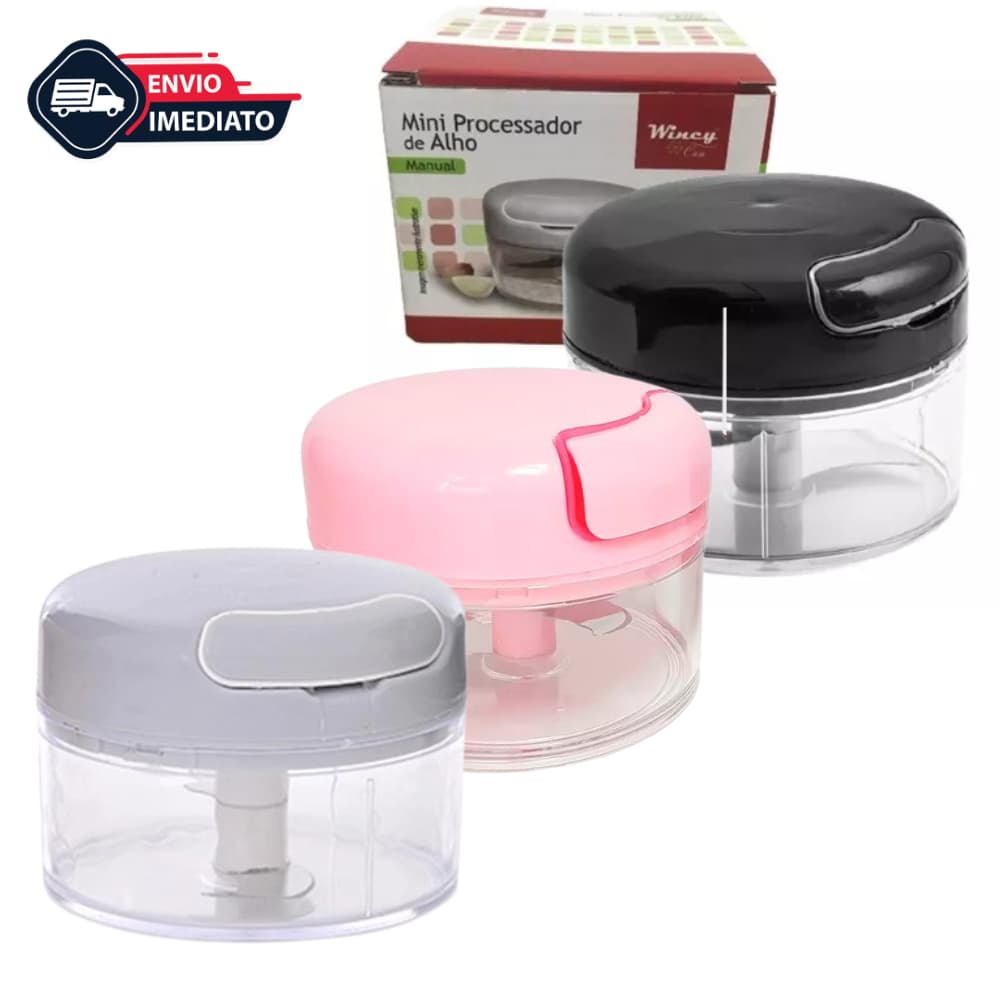 Multi Processador Manual de Cordinha 2 Lâminas de Aço Inox Alimentos Alho Cebola Legumes Moedor Triturador Frutas